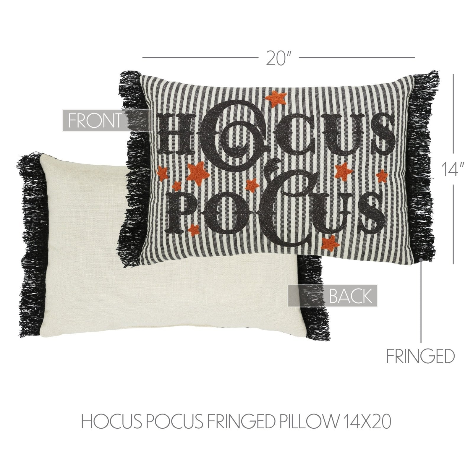 Primitive Halloween Hocus Pocus Fringed Pillow 14x20 - The Primitive Pineapple Collection