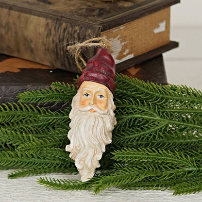Primitive Christmas 5&quot; White Beard Santa Ornament - The Primitive Pineapple Collection