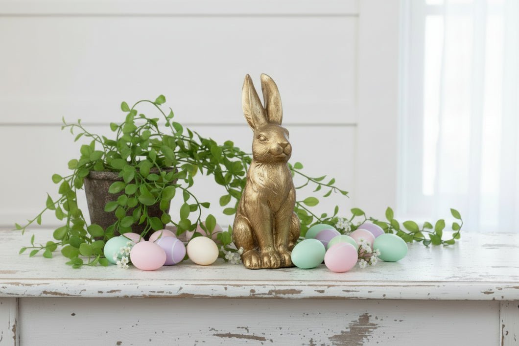 Primitive Easter Spring 5" Gold Bunny Rabbit Figurine - The Primitive Pineapple Collection