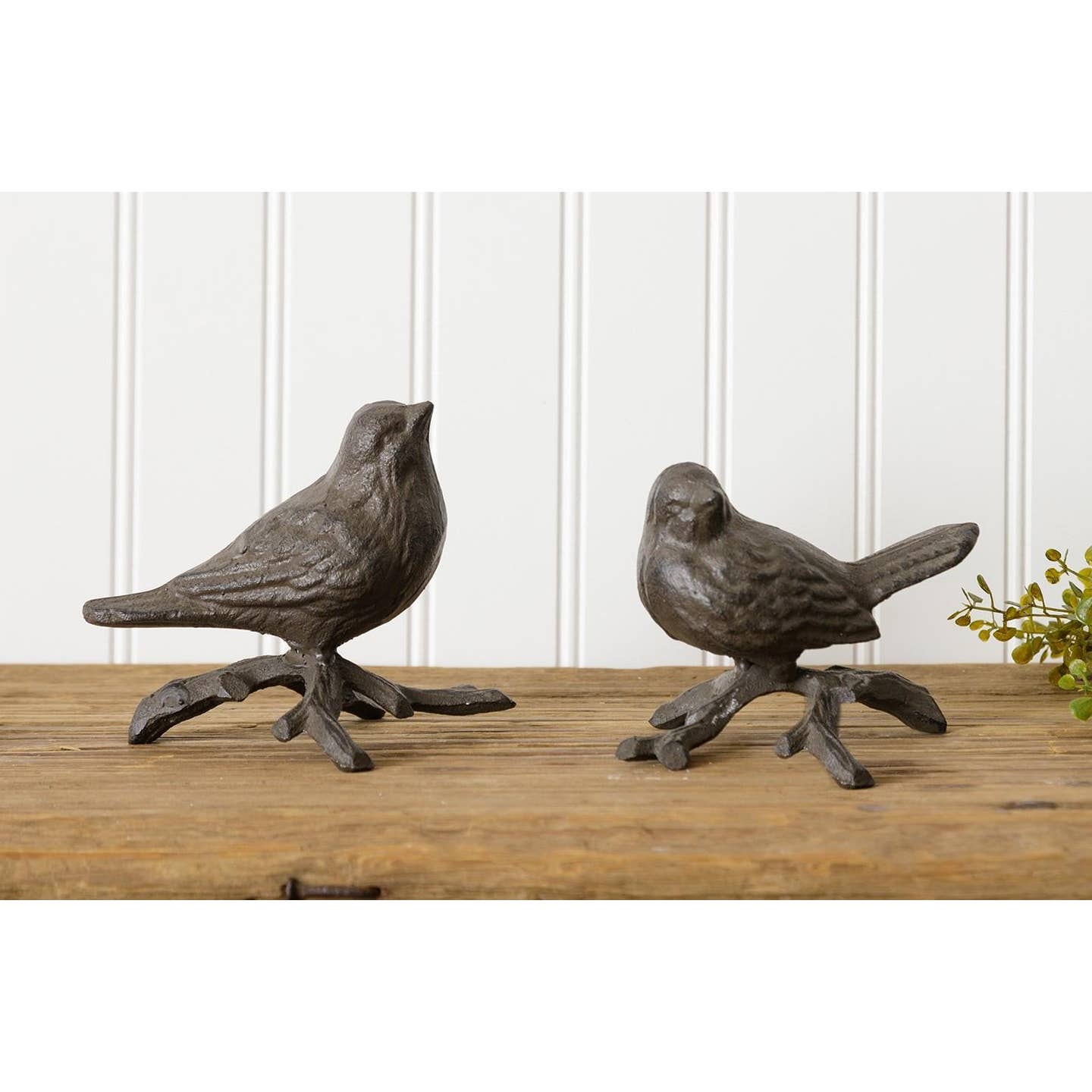 Primitive Farmhouse Vintage Look 2 pc Wrought Iron Birds On Branches