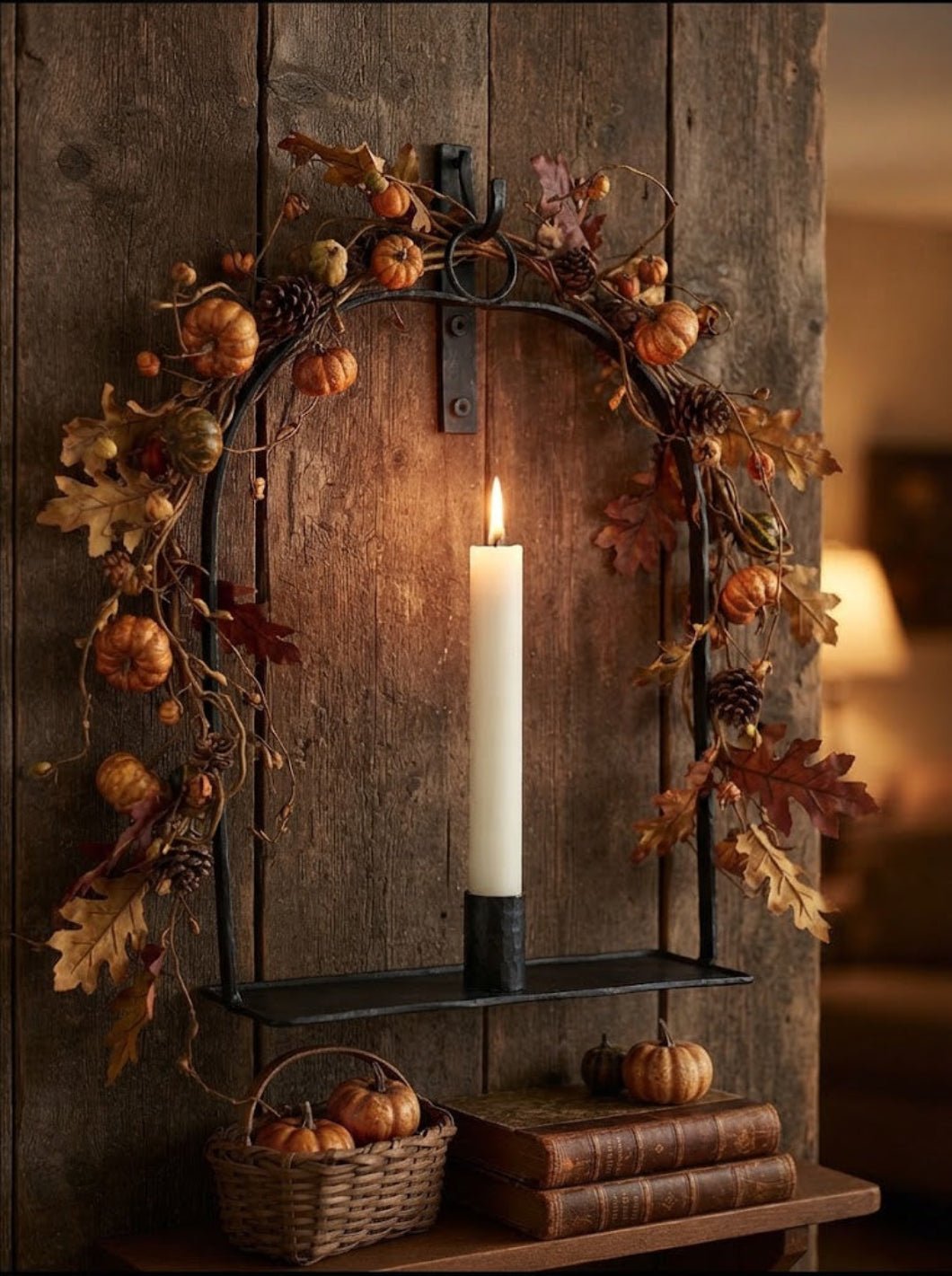 Primitive Early American Colonial Black Metal Hanging Taper Candle Holder 10.5" - The Primitive Pineapple Collection