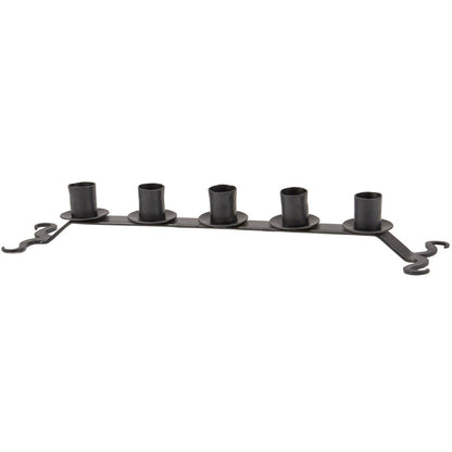 Primitive Black Iron Taper Candle Holder for 5 Candles