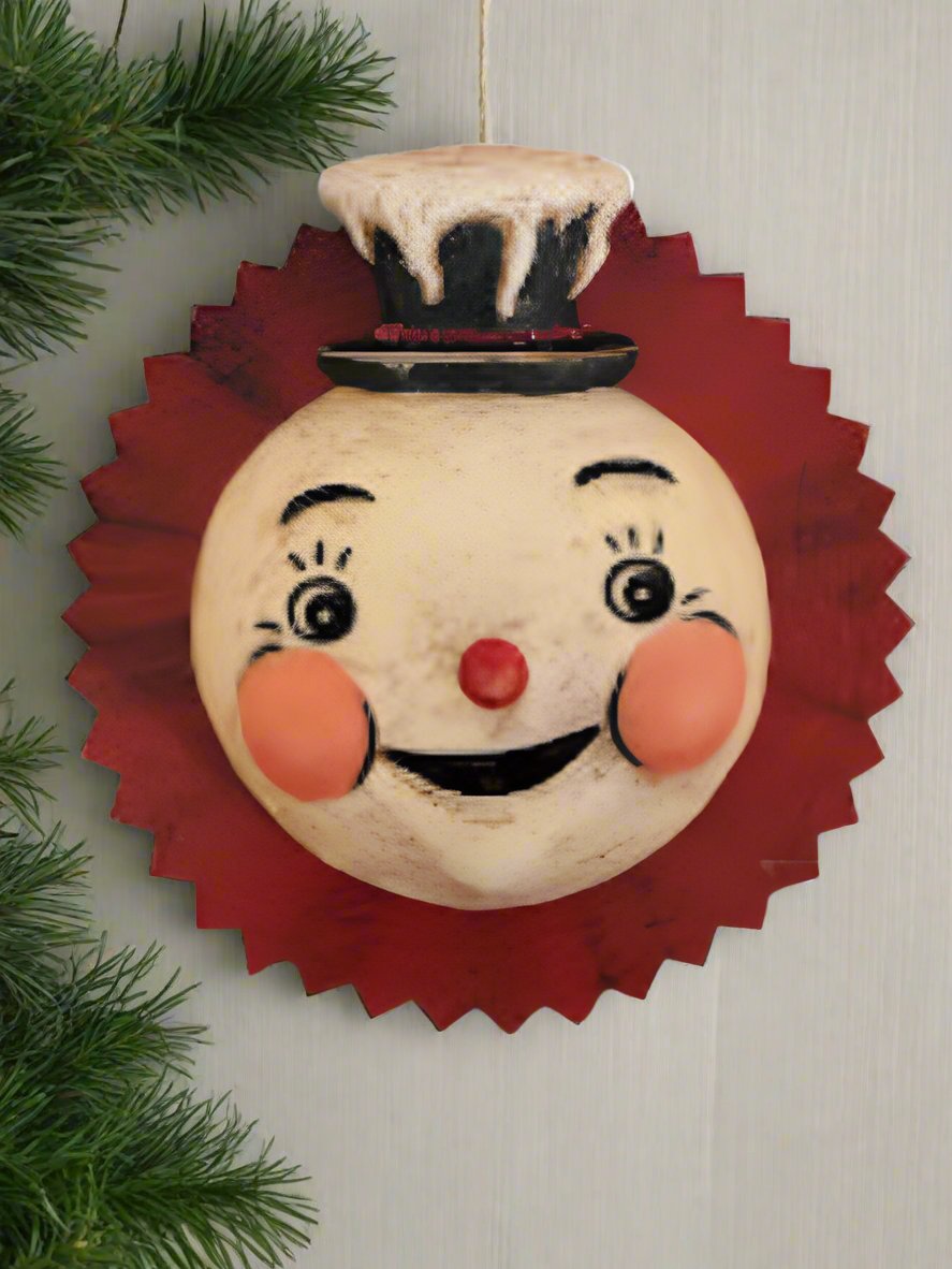 Handcrafted Christmas Retro Johanna Parker Jolly Snowman Starburst 8&quot; Cutout