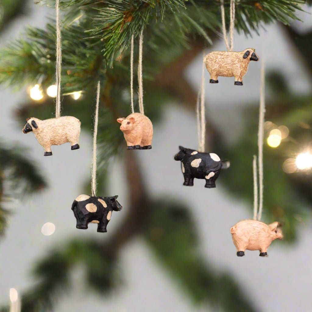 Primitive Farmhouse Mini 1.5” Farmhouse Ornaments Cow/ Pig /Sheep - The Primitive Pineapple Collection