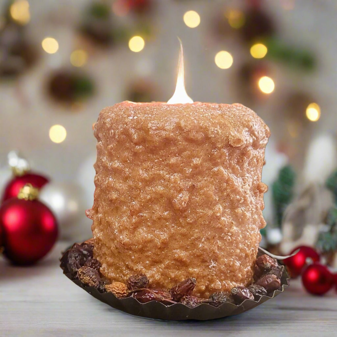 Primitive Country Handcrafted Electric Hearth Candle Gingerbread 5 x 4&