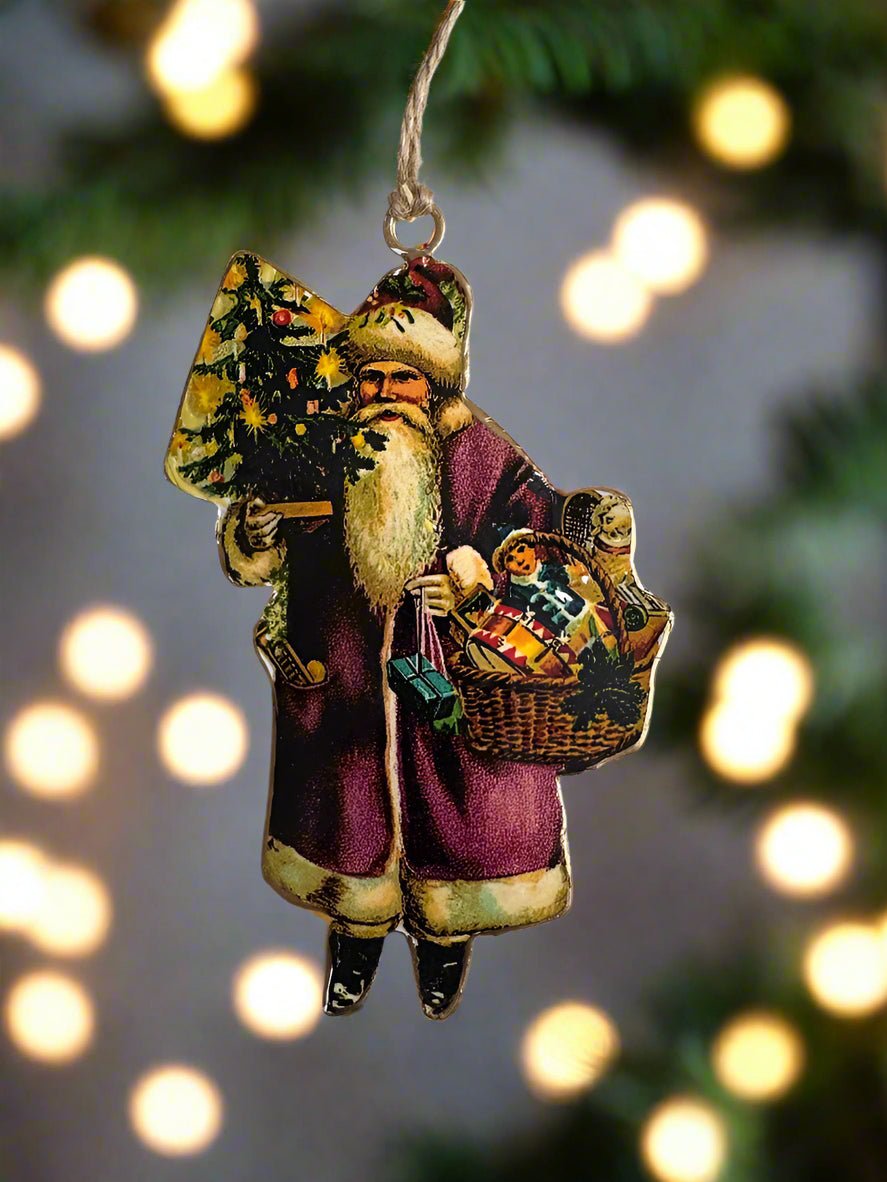 Primitive Retro Vintage Look Saint Nicholas Metal Ornament 5.25 inch - The Primitive Pineapple Collection