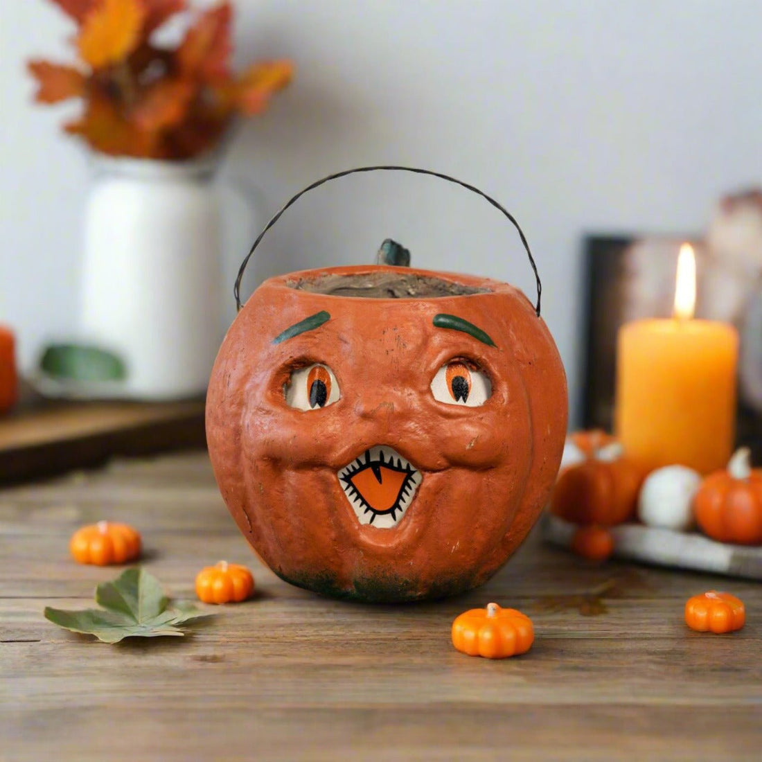 Primitive Halloween Fall Ragon House 5" Orange Jack O Lantern Choir Boy Bucket - The Primitive Pineapple Collection