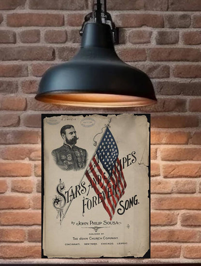 Stars and Stripes Forever Metal Sign - 12x8 Primitive Americana Decor - The Primitive Pineapple Collection