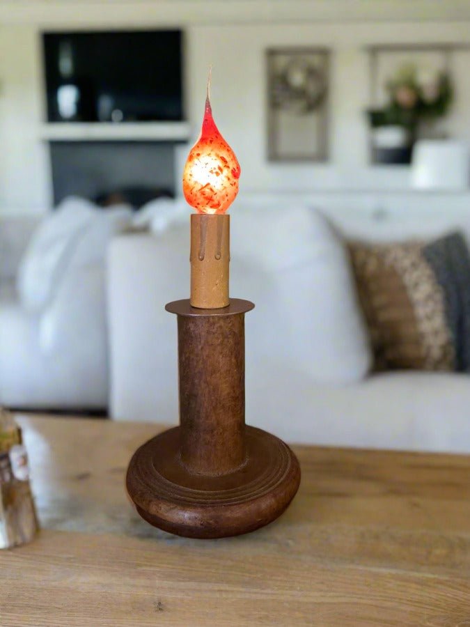 Primitive Colonial Vintage Spool Accent Lamp w/ Silicone Light Bulb - The Primitive Pineapple Collection