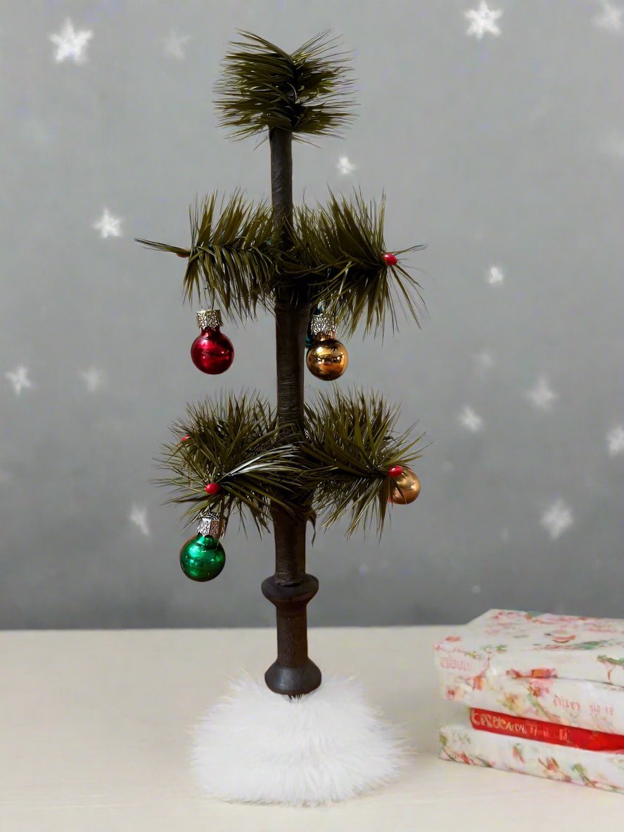 Christmas Bethany Lowe Inspired Handcrafted USA German Style Goose Feather Tree w/ Ornaments 9" - The Primitive Pineapple Collection