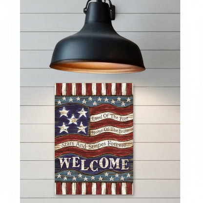 Land of the Free Home of the Brave Metal Sign — 8" x 12" - The Primitive Pineapple Collection