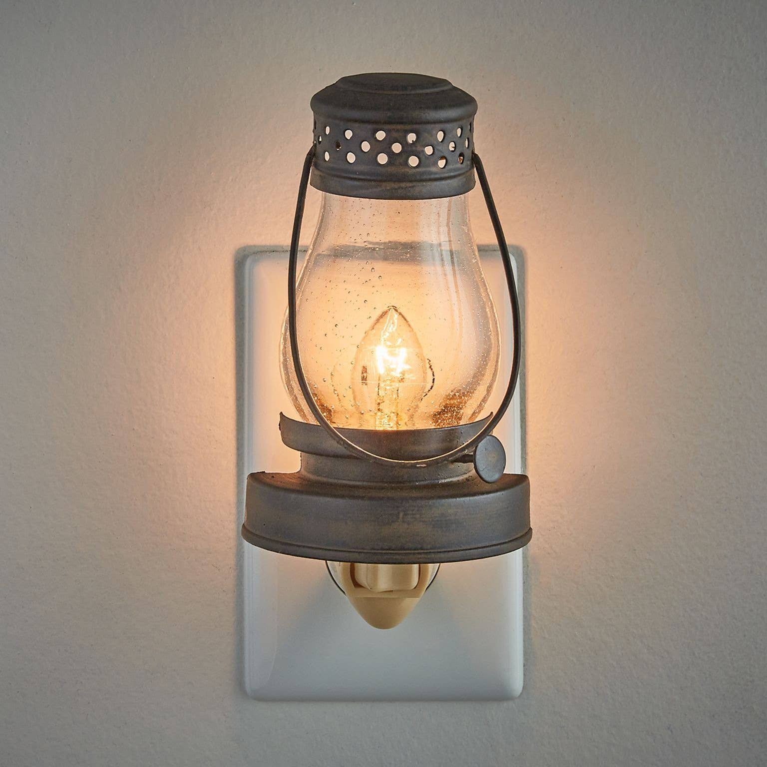 Primitive Farmhouse Lantern with Glass Night Light - The Primitive Pineapple Collection