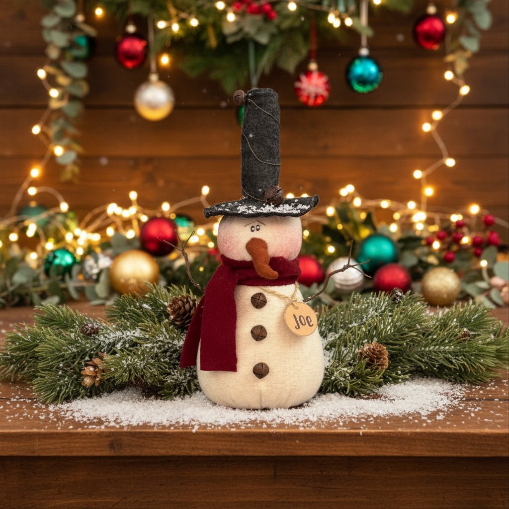 Honey and Me Christmas Joe the Jingle Bell Snowman - The Primitive Pineapple Collection