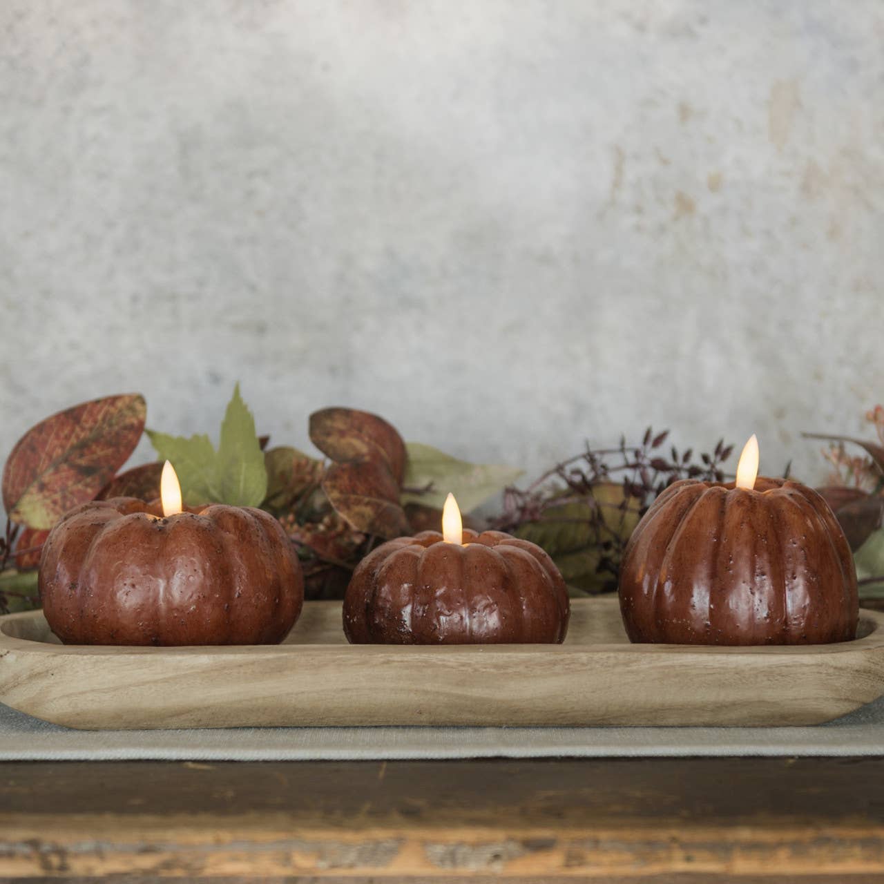 Ragon House Fall Halloween 3&quot; Bronze 3D Flame Pumpkin Candle w/ Timer - The Primitive Pineapple Collection