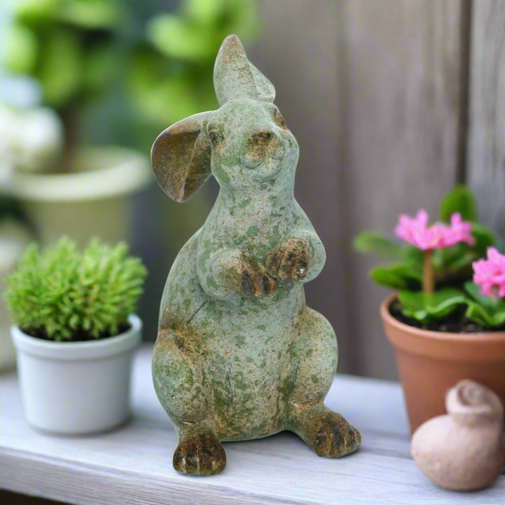 Primitive Farmhouse Resin 10” Spring Rustic Bunny Figurine