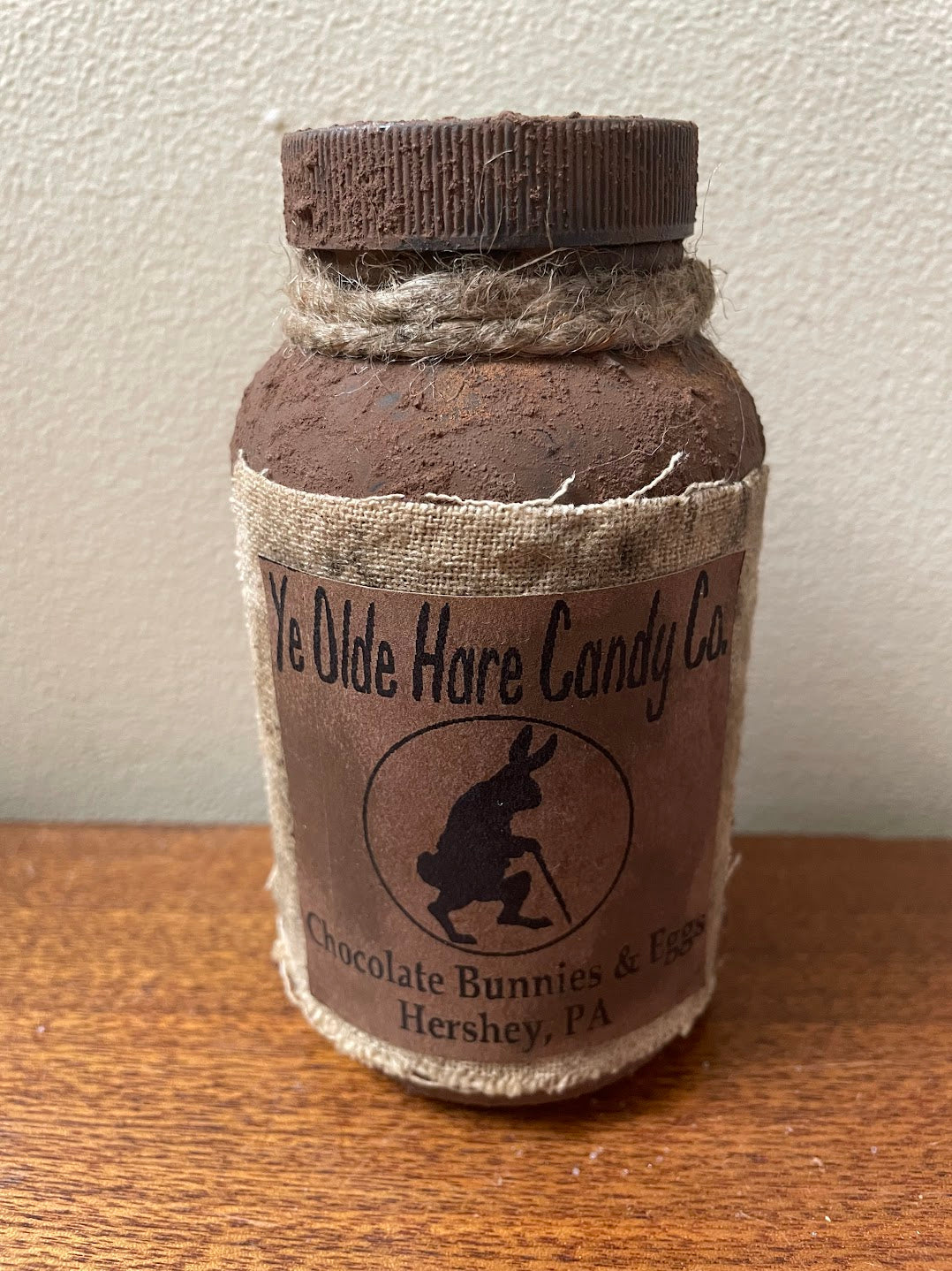Primitive Handcrafted Spring/Easter Grungy Ye Olde Hare Candy Co Jar