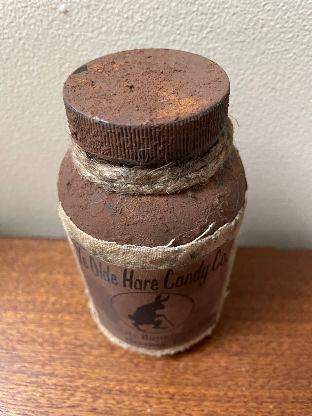 Primitive Handcrafted Spring/Easter Grungy Ye Olde Hare Candy Co Jar