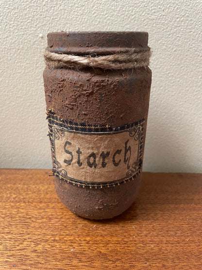 Primitive Handcrafted Grungy Colonial Starch Jar