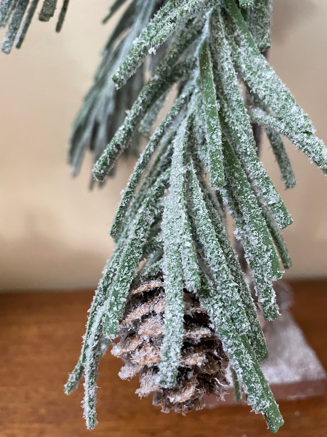 Primitive Rustic Snowy 20&quot; Snowy Fabric Douglas Fir Mini Christmas Tree