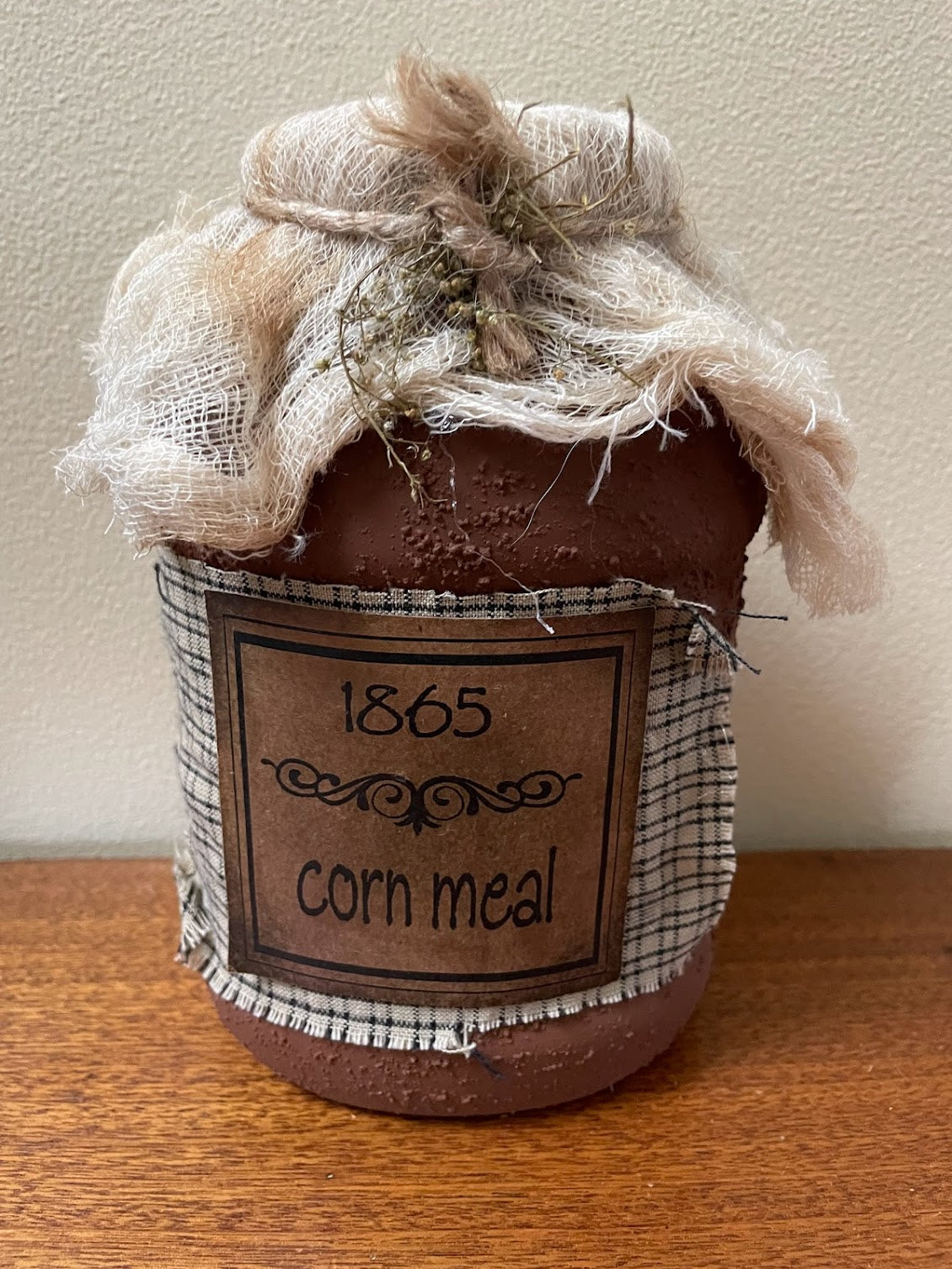 Primitive Colonial Handcrafted 1865 Cornmeal Jar