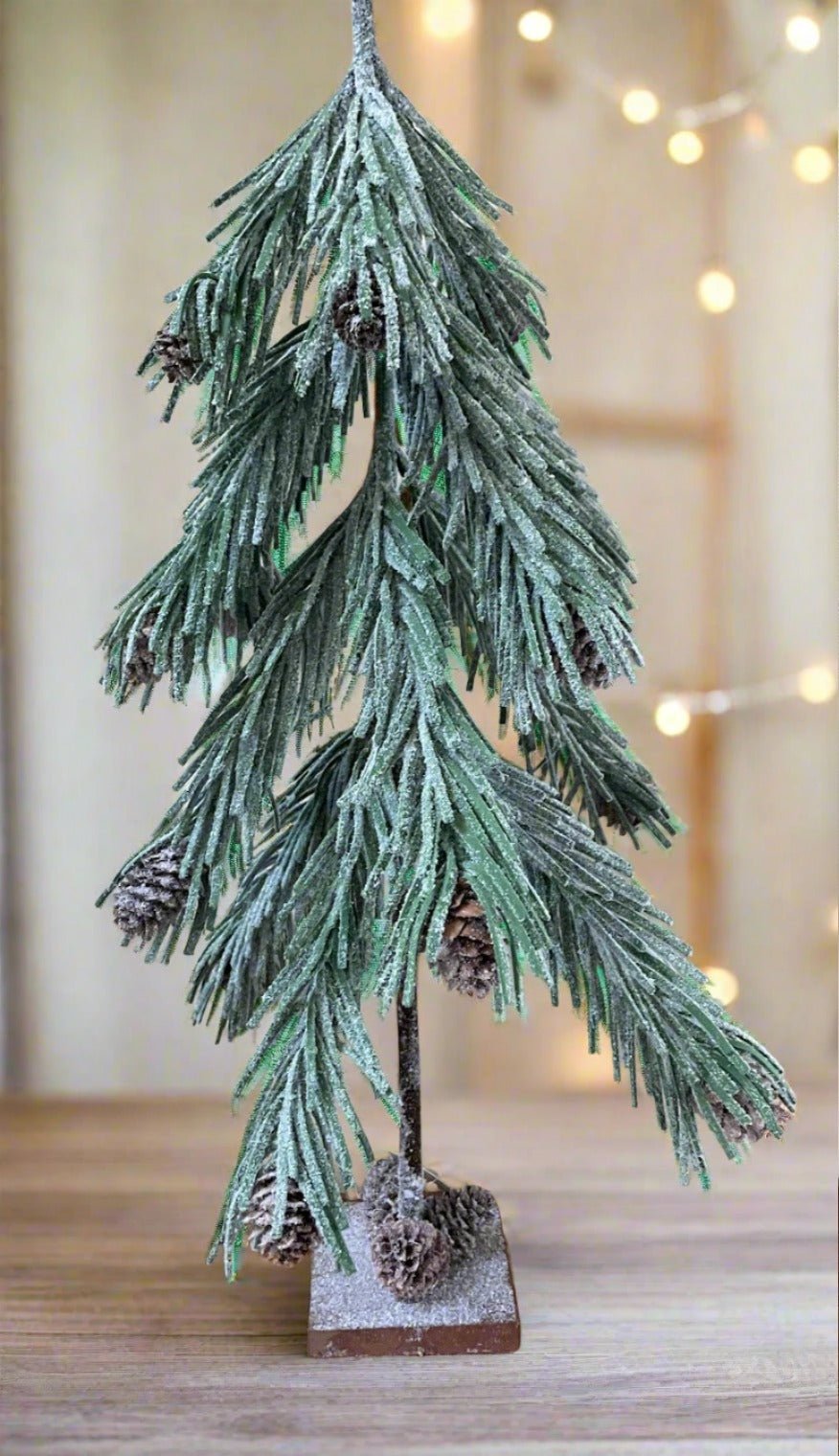 Primitive Rustic Snowy 20" Snowy Fabric Douglas Fir Mini Christmas Tree - The Primitive Pineapple Collection