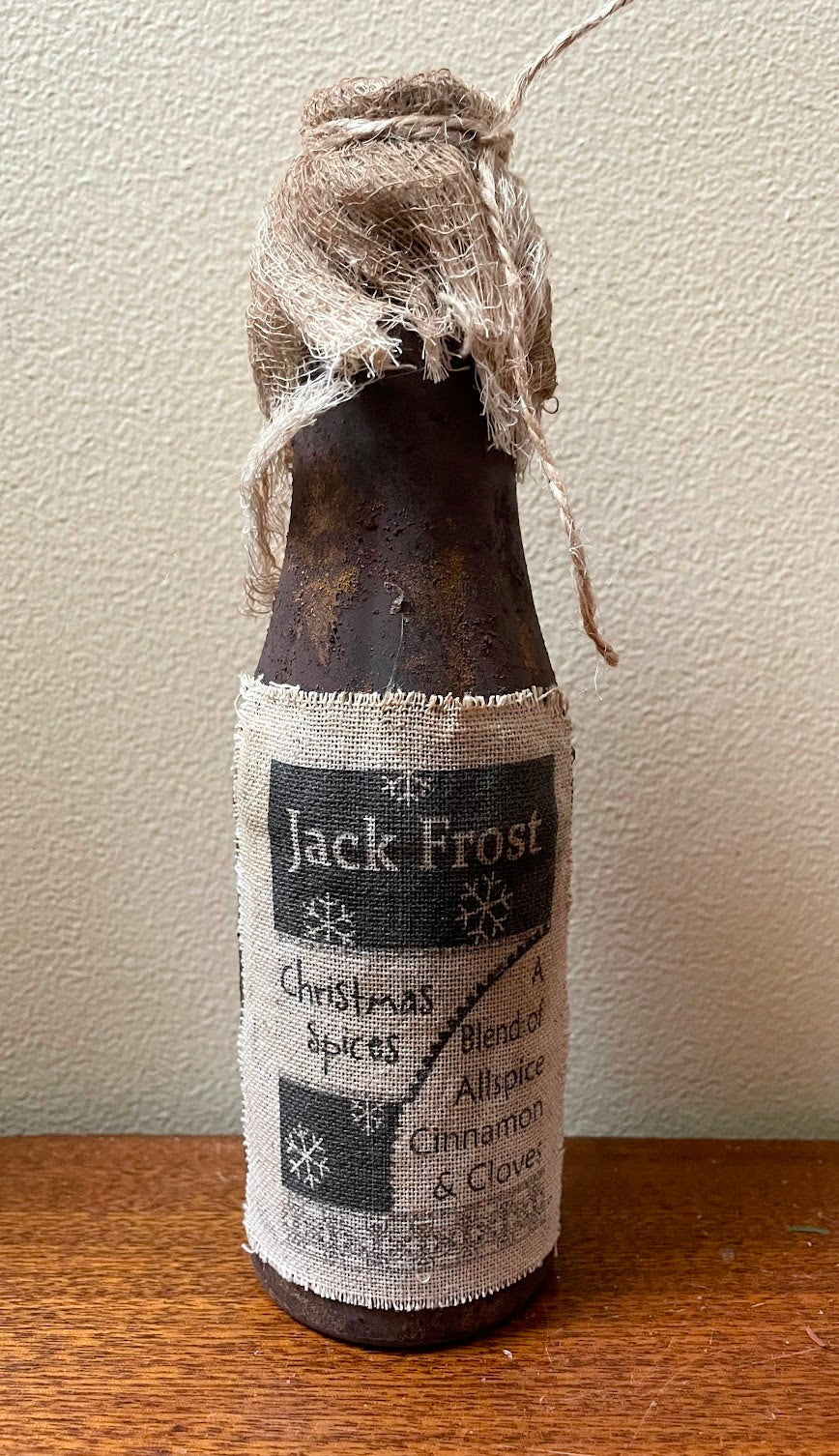 Primitive Handcrafted Colonial Christmas Jack Frost Bottle
