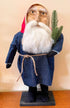 Primitive Christmas Hand Sculpted Clay Face Santa Doll Blue/Red 18" - The Primitive Pineapple Collection