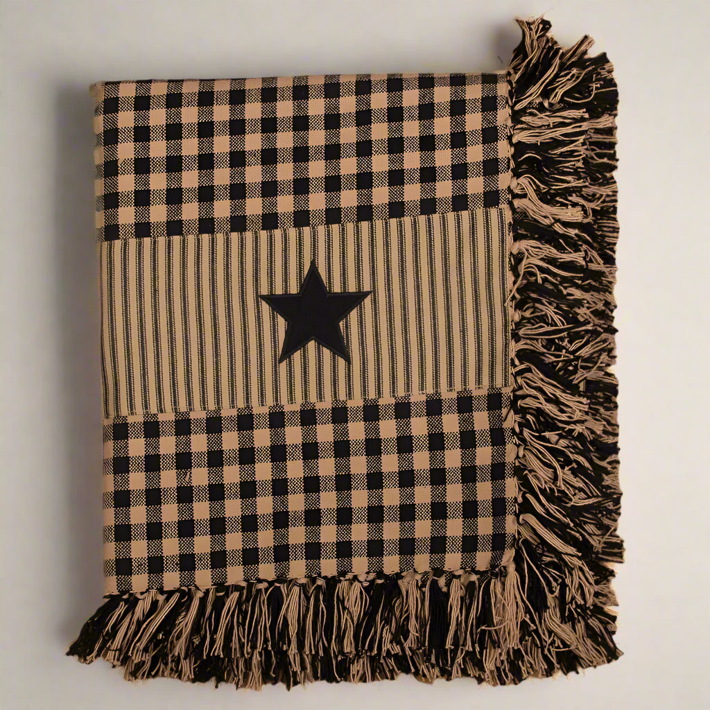 Primitive Farmhouse Star Afghan Throw 50&quot; x 60&quot;