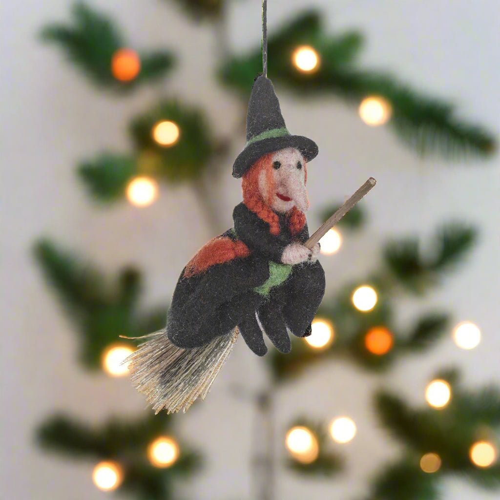 Primitive Halloween Felt Hermione the Witch Ornament - The Primitive Pineapple Collection