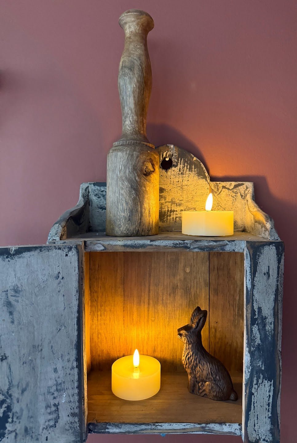 Ragon House 2 pc Oversized 3D Flame Cream Melting Look Battery Tealight Candle 6hr Timer - The Primitive Pineapple Collection