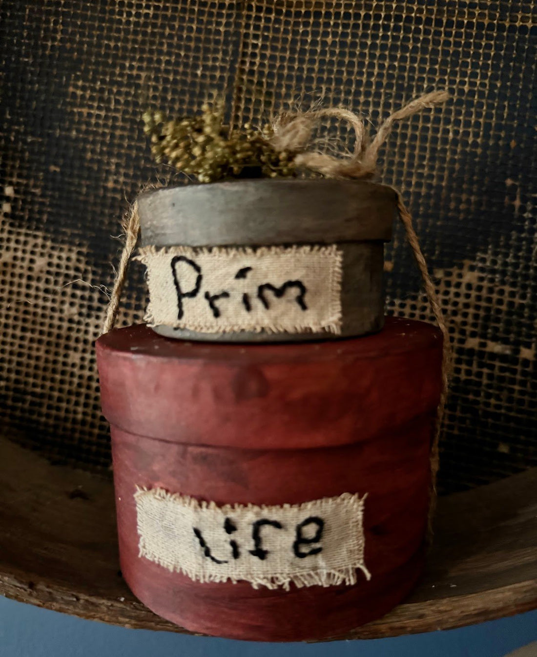 Primitive Handcrafted "Prim Life" Stacked Colonial Boxes 5"H Sweet Annie - The Primitive Pineapple Collection