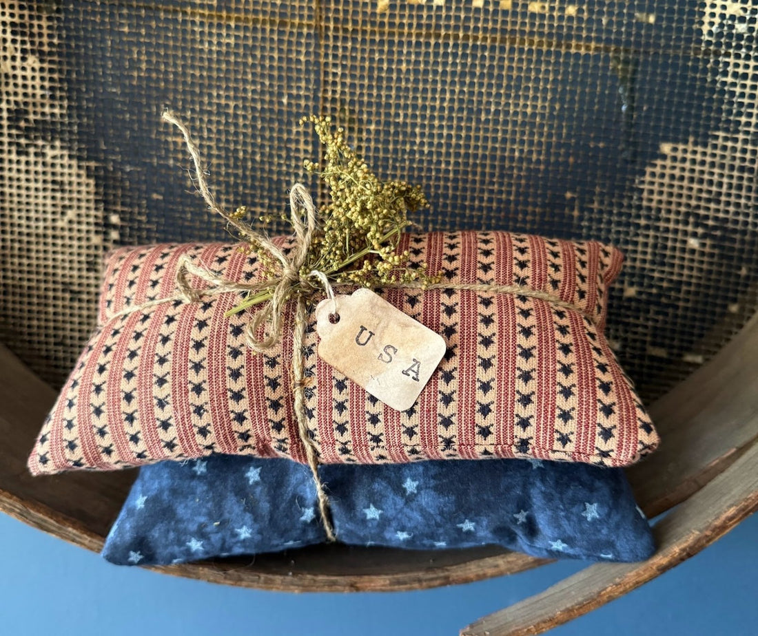 Primitive Americana 2 pc Cupboard/Pillow Tuck Handmade Sweet Annie - The Primitive Pineapple Collection