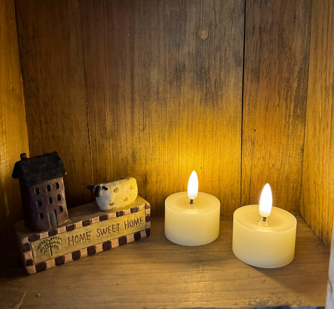 Ragon House 2 pc 3D Flame Cream Melting Look Battery Tealight Candle 6hr Timer - The Primitive Pineapple Collection