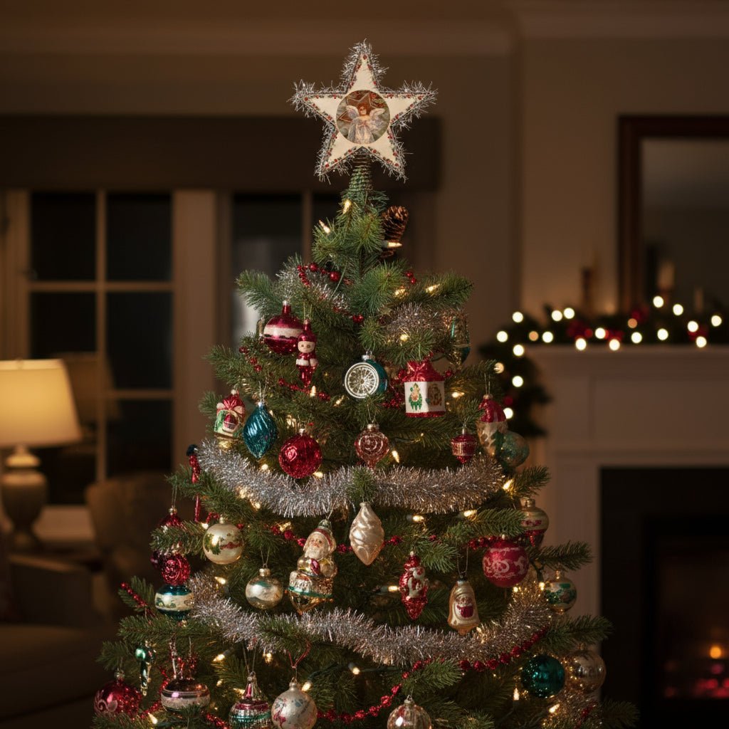 Ragon House Christmas Vintage Style 7&quot; Angel Star Tree Topper - The Primitive Pineapple Collection