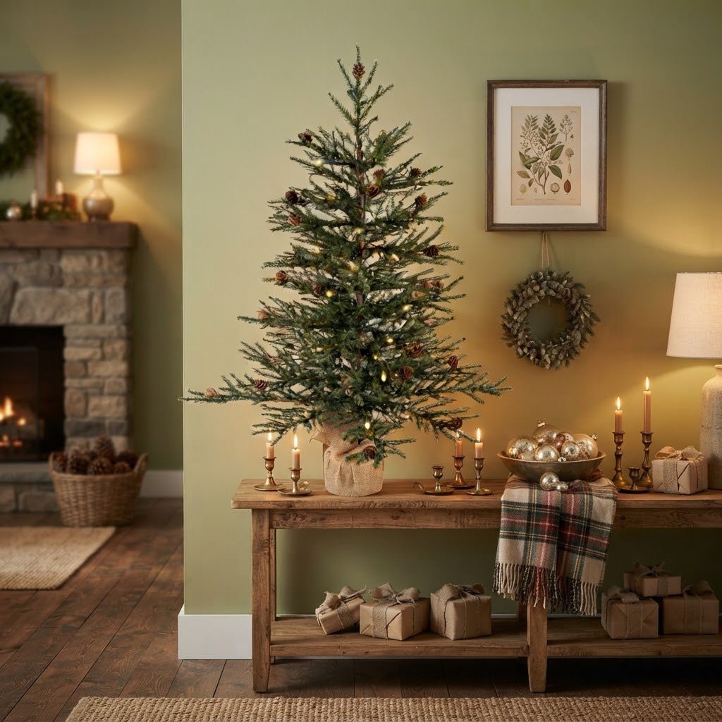 Vickerman 30-Inch Carmel Pine Christmas Tree with Warm White LED Lights - The Primitive Pineapple Collection