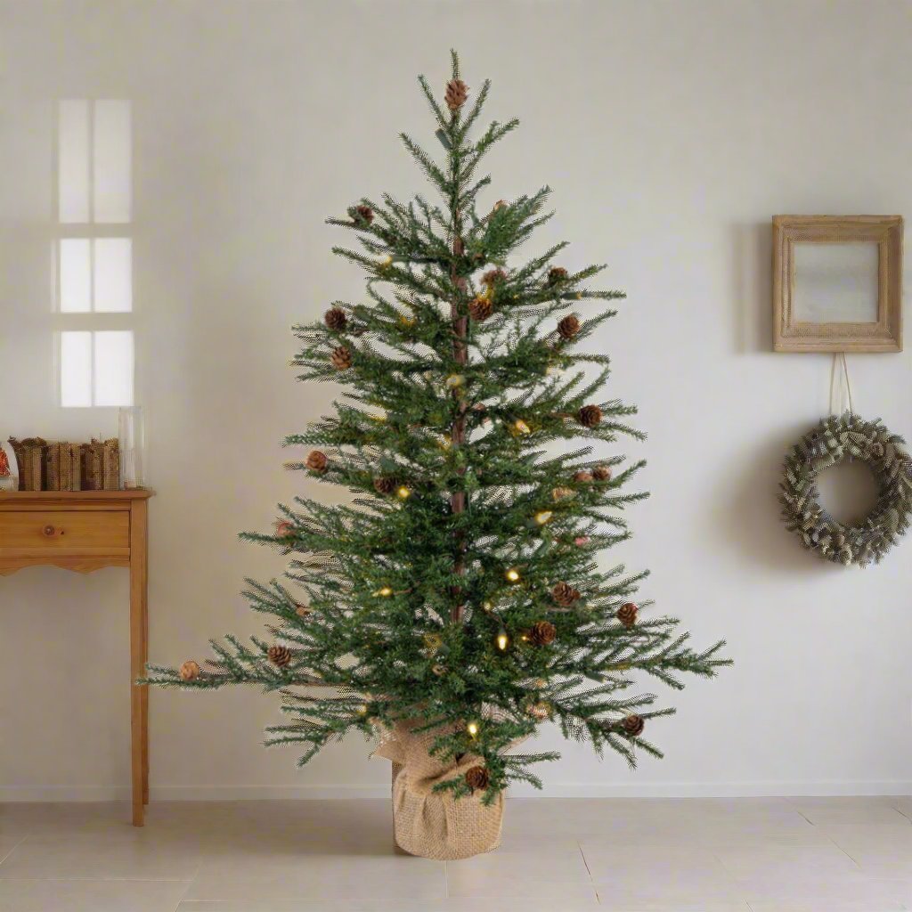 Vickerman 30" Carmel Pine Artificial Christmas Tree, Warm White Dura - lit LED Lights - The Primitive Pineapple Collection