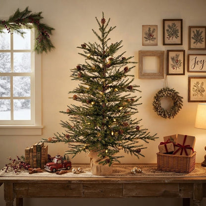 Vickerman 30-Inch Carmel Pine Christmas Tree with Warm White LED Lights - The Primitive Pineapple Collection