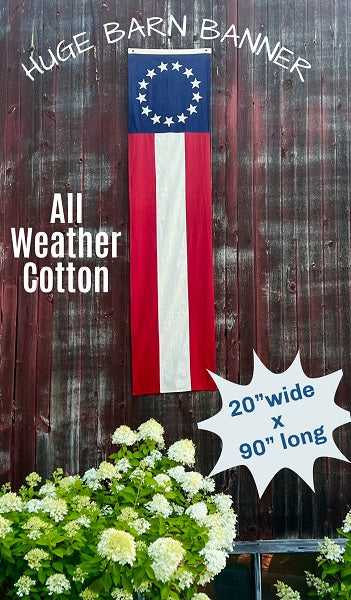 Primitive Long 90&quot; Weather Proof American Flag Barn Banner