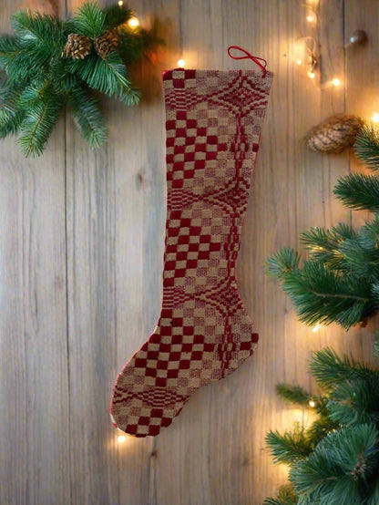 Primitive Christmas Handmade USA 12” Coverlet Stocking - The Primitive Pineapple Collection