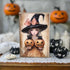 Primitive Halloween Handcrafted Witch Girl w/ Black Cats/JOLs Block Shelf Sitter - The Primitive Pineapple Collection