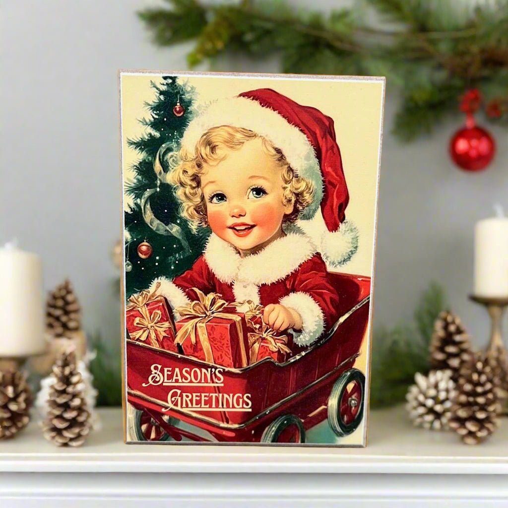 Primitive Farmhouse Handcrafted Christmas Vintage Christmas Block - The Primitive Pineapple Collection