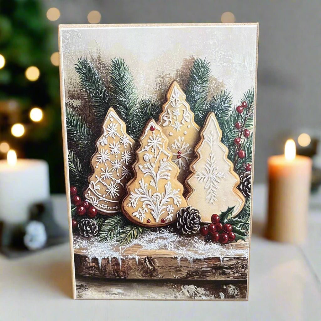 Primitive Farmhouse Handcrafted Christmas Cookies Block Shelf Sitter - The Primitive Pineapple Collection