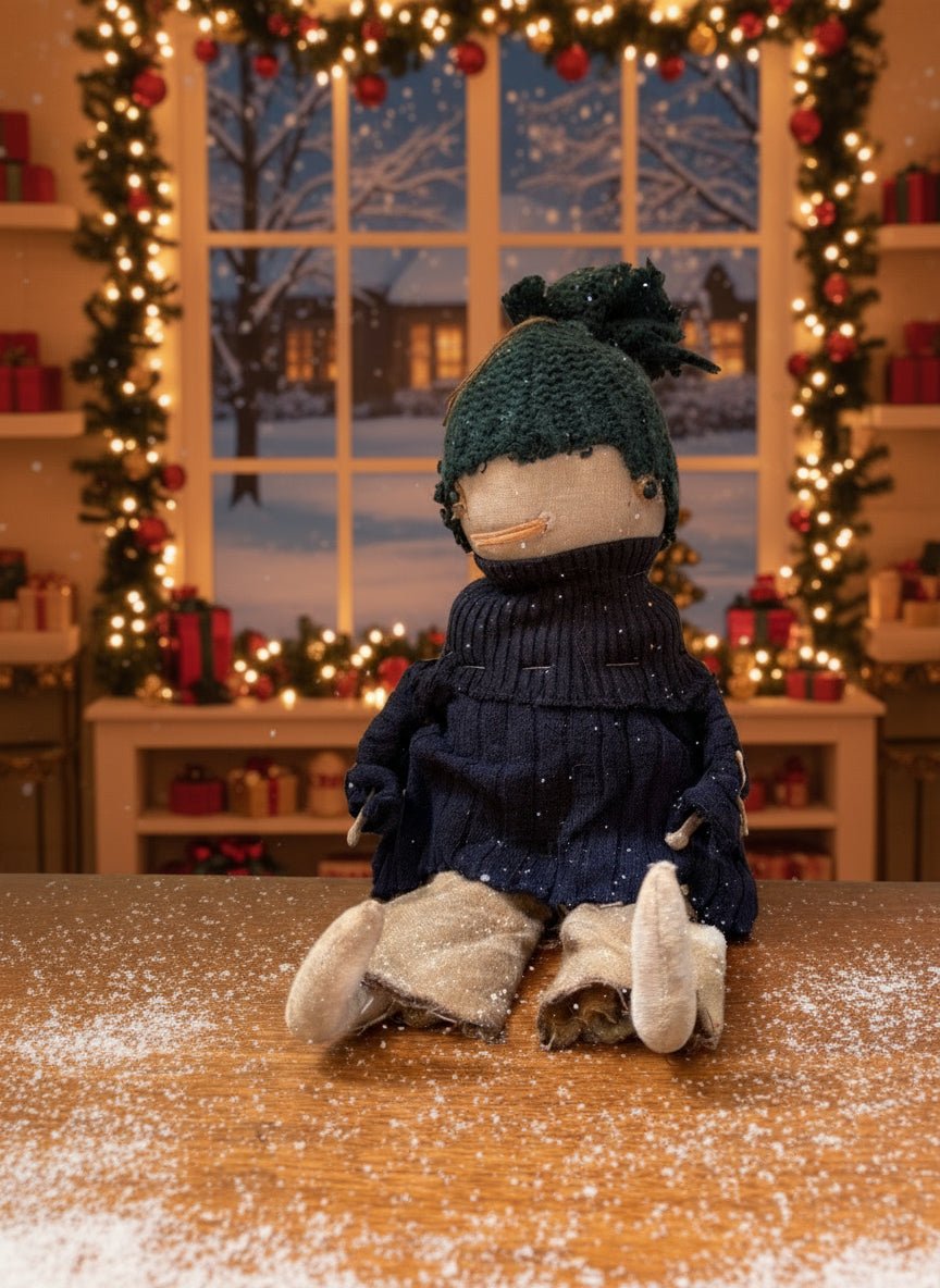 Primitive Handcrafted Billy Snowman Doll w/ Hat 12&quot; - The Primitive Pineapple Collection