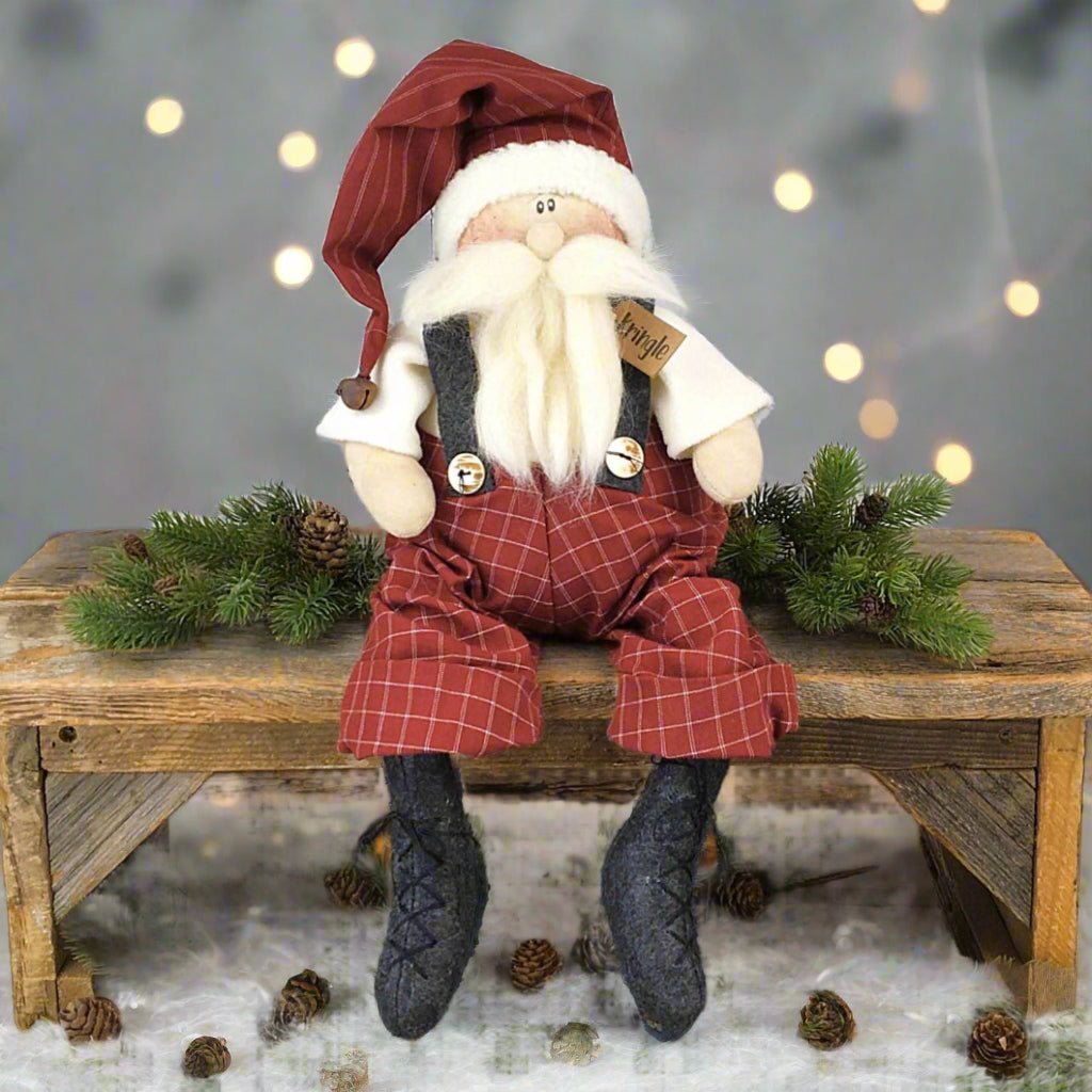 Honey and Me Christmas Kringle Sitting Whimsy Santa Claus - The Primitive Pineapple Collection