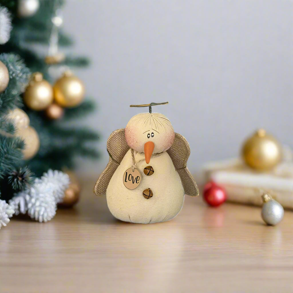 Honey and Me Christmas Love the Snowy Snowman Angel 7&quot; - The Primitive Pineapple Collection