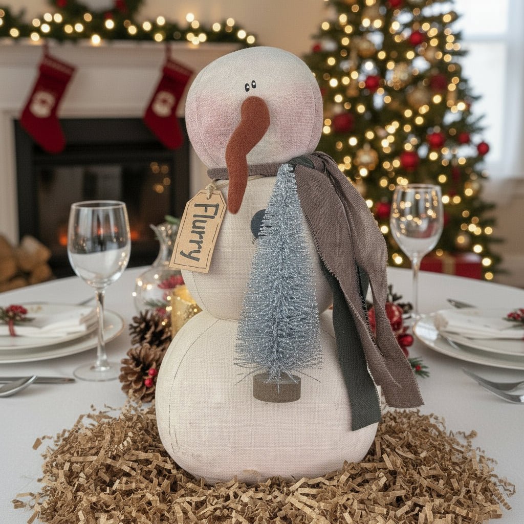 Honey and Me Christmas Flurry the Prim Snowman w/ Top Hat - The Primitive Pineapple Collection