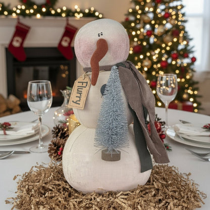 Honey and Me Christmas Flurry the Prim Snowman w/ Top Hat - The Primitive Pineapple Collection