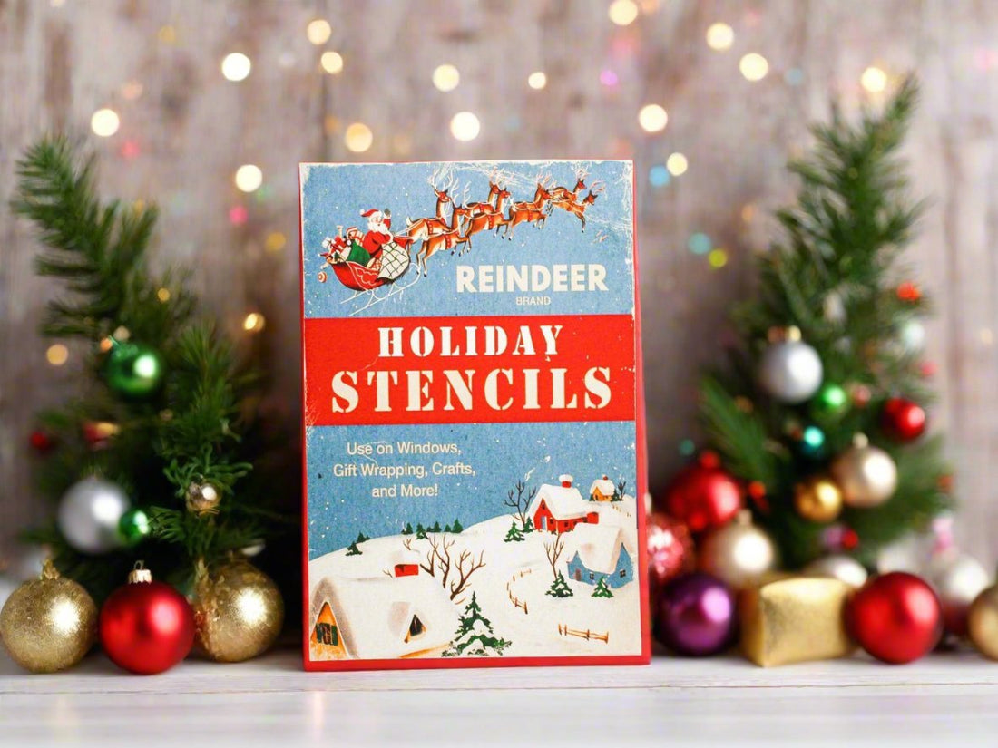 Handcrafted Retro Sparkle Christmas Reindeer Brand Holiday Stencils Wood Cutout 10" - The Primitive Pineapple Collection