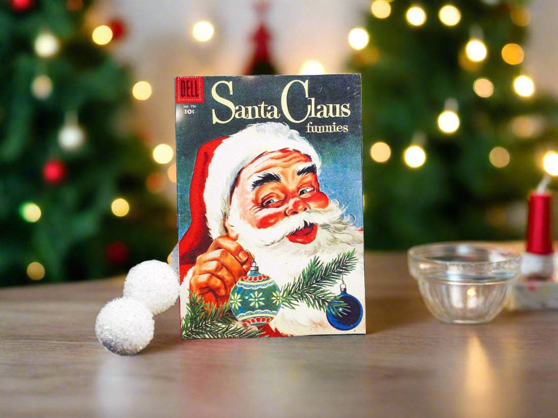 Handcrafted Retro Christmas Santa Claus Funnies Book Cover Wood Cutout 10" - The Primitive Pineapple Collection