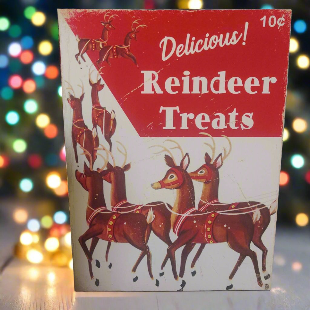 Handcrafted Retro Christmas Delicious Reindeer Treats Christmas Wood Cutout 11&quot;